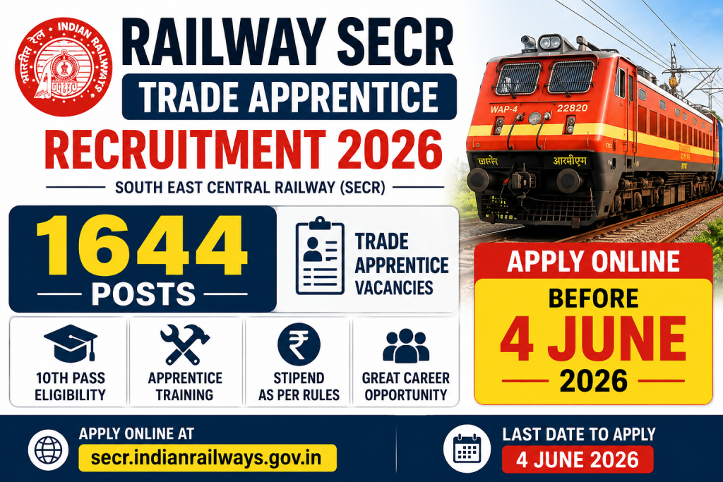Railway SECR Trade Apprentice Recruitment 2026